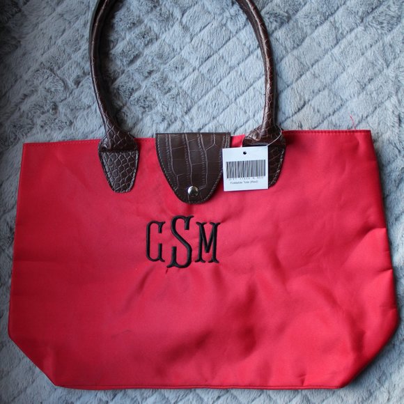 Large Red Waterproof Foldable Tote Bag With Embroidered CSM - Picture 1 of 5